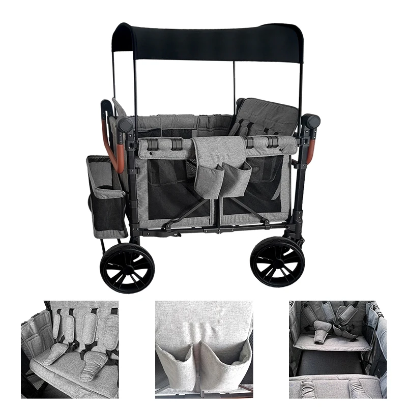 Four Seats Trolleys Carts  Foldable Kids Stroller Wagon Bicycle Portable Folding Cheap Baby Waggon Stroller