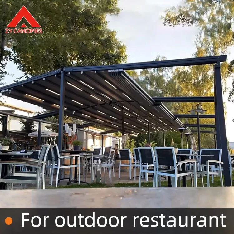 Markets Adjustable Aluminum Strong Durability And PVC Pergola Foldable Outdoor-shade Remote Control Gazebos