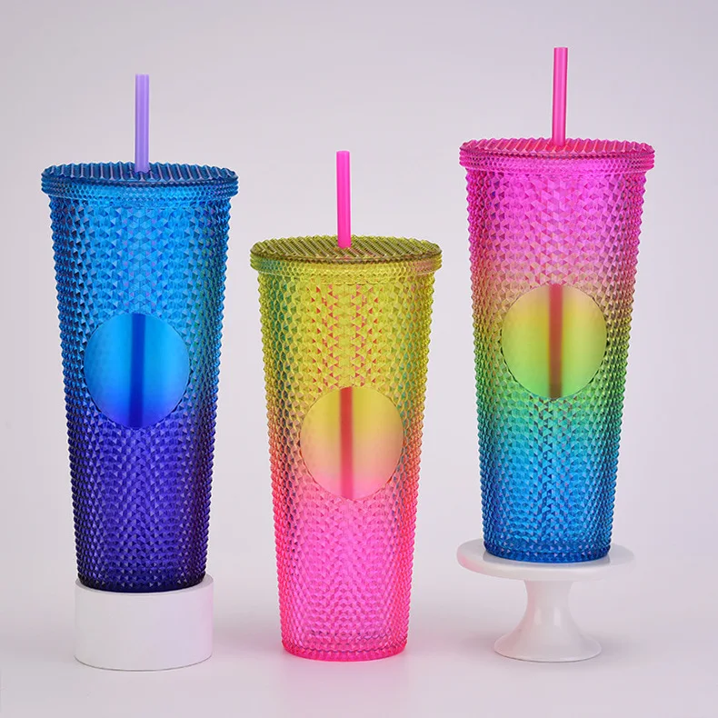 Star Daddy g same style Corn Mesh Straw Cup Cup Pineapple Cup double-deck Studded plastic