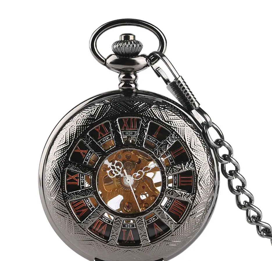 Hollow Wind Mechanical Watches Glow in Dark Hand Winding Roman Mechanical Pocket Watches