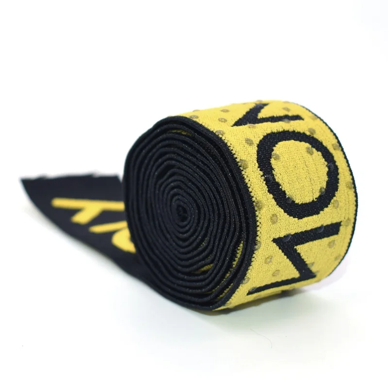 Custom LOGO Silicone Printed  Ribbon Polyester Nylon Logo Pattern Elastic Waist   band Elastic webbing