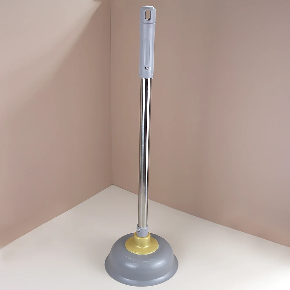 high pressure Aluminum toilet sink plunger household toilet brush plunger stainless long hand rubber head toilet water plunger