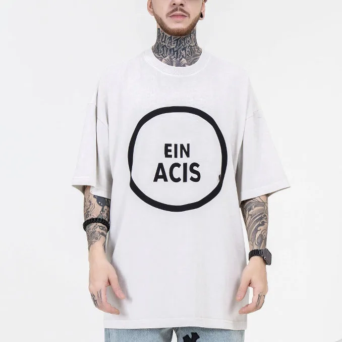 Wholesale bulk logo letters print factory stock white crewneck t shirt for men