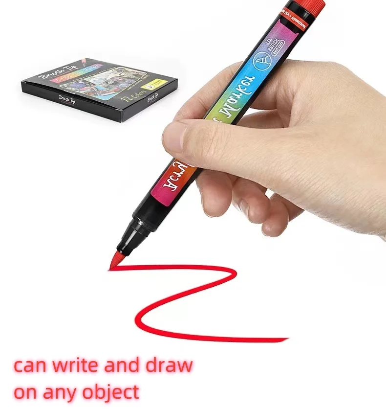 Permanent Acrylic Art Marker Set 12 Colors Brush Permanent Sketch Marker For Drawing Manga Design Supplies marker pen