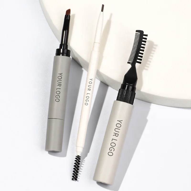 Custom Waterproof High Pigment Double Head Eye Brow Styling Cream Clear Gel Pencil Kits with Brush Logo Pomade Set Brow Kit