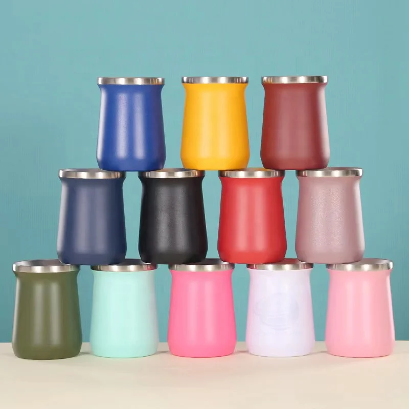 Wholesale Argentina 8oz Mate Cup Yerba Double Wall Insulated Stainless Steel Yerba Mate Cup With Bombilla Straw