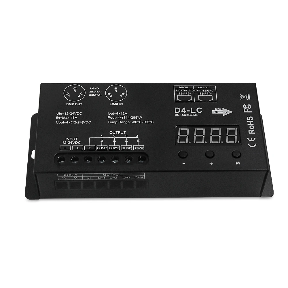 New product high power 4 channels RGBW decoder for digital display constant voltage DMX512 decoder