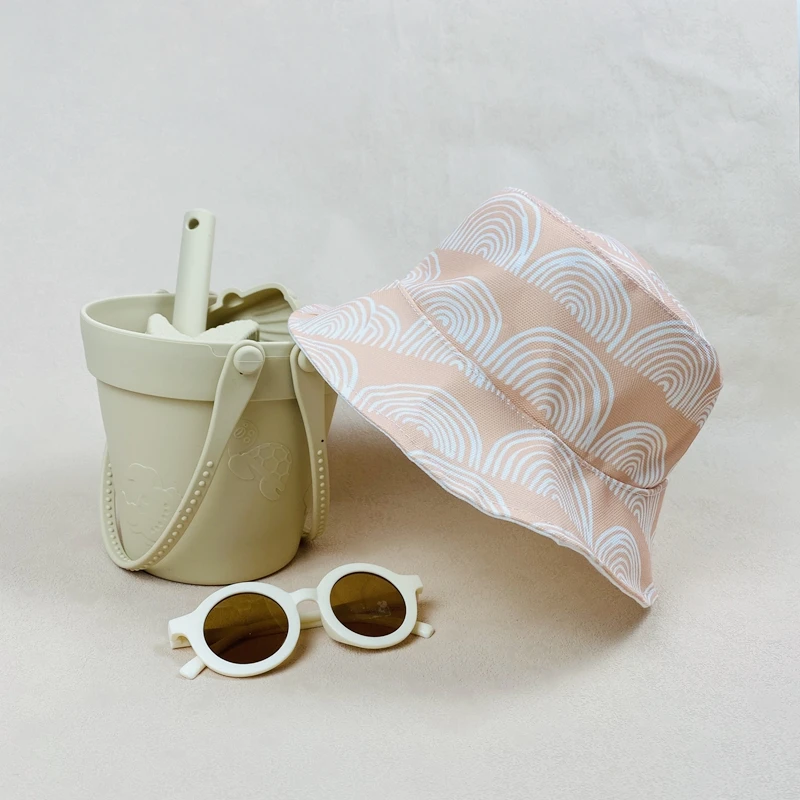 Breathable Canvas Baby Sun Hat Cute Colorful Pattern Fisherman Hat Toddler Kids Summer Bucket Hat