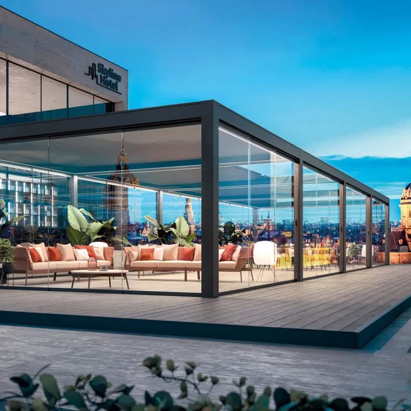 waterproof motorized pool cover terrasse outdoor garden canopy gazebo aluminum pergola bioclimatic