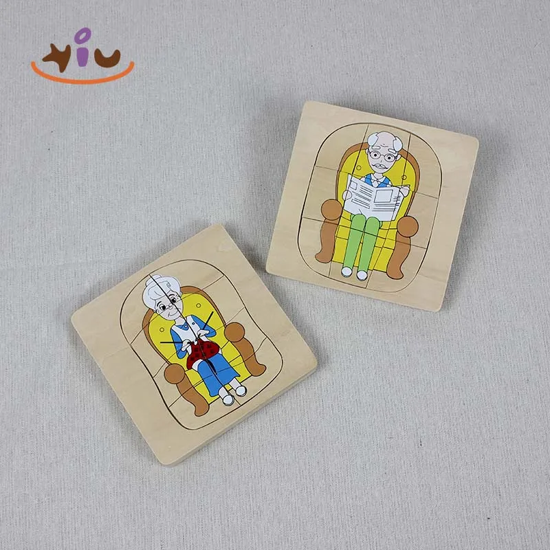 KIU Wooden Multi-Layer 3D Puzzle Early Learning Life Evolution for Human Wooden Jigsaw Puzzle Toys for Kids