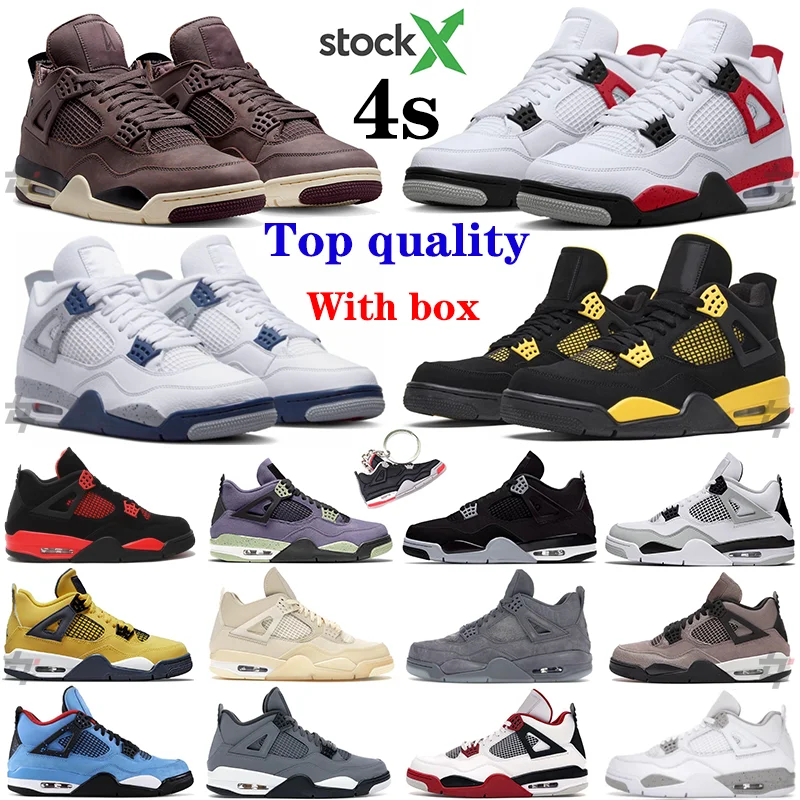 Newest High OG Quality AJ 4 Retro Violet Ore Midnight Navy 5 University Blue UNC DJ Khaled We The Best mens aj 4s shoes