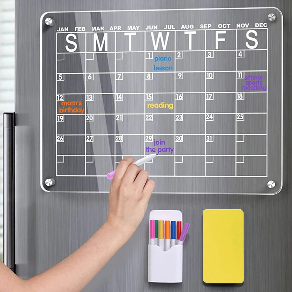 Fridge Magnet Weekly Daily Calendar Custom Acrylic Whiteboard Acrylplaner Befestigung Acrylkalender