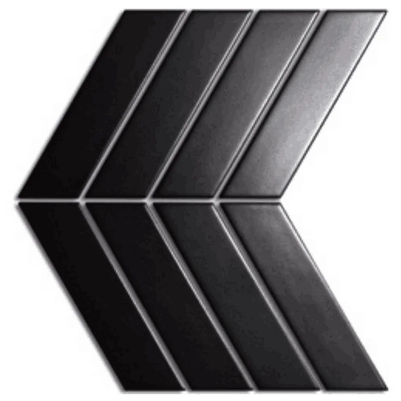 Hot Selling Black Fishbone Looking Glazed Porcelain Mosaic Tiles Glossy/Matte Finish for Interior Wall in Sheet Style