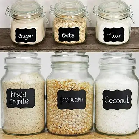 Black Removable Waterproof Chalkboard Labels for jars Storage Bins Bottle Labels pantry spice labels