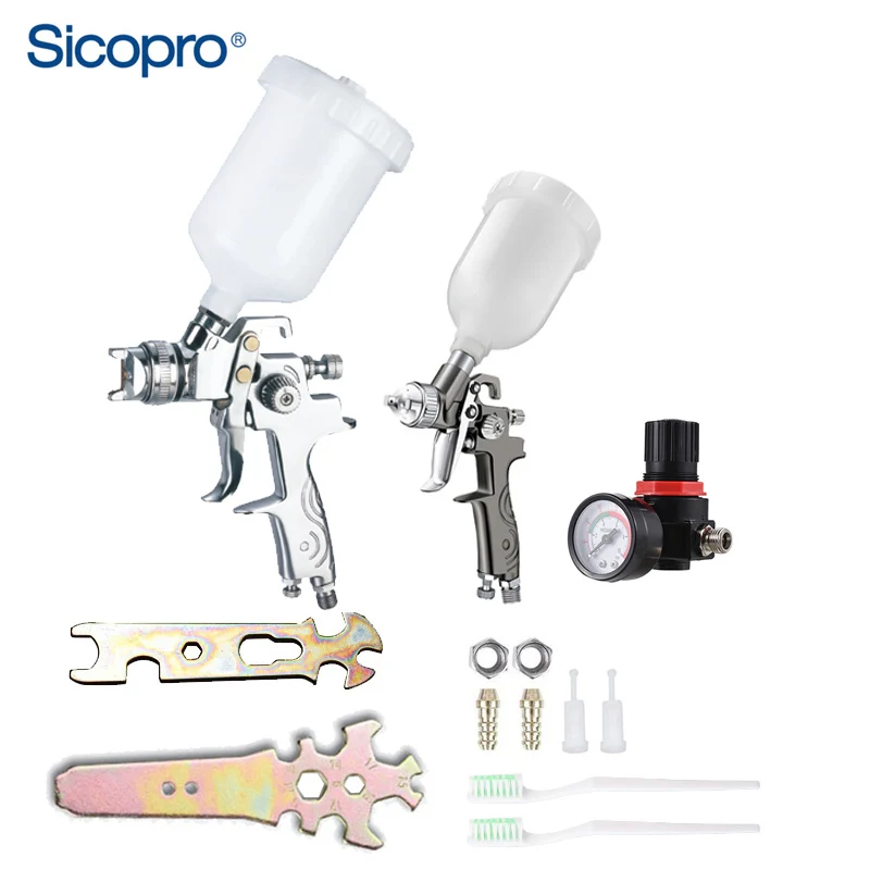 AS-1009 LVMP Spray Gun with SK-350 LVMP Spray Gun and Analog Pressure Gauge - High Precision Coating Solutions