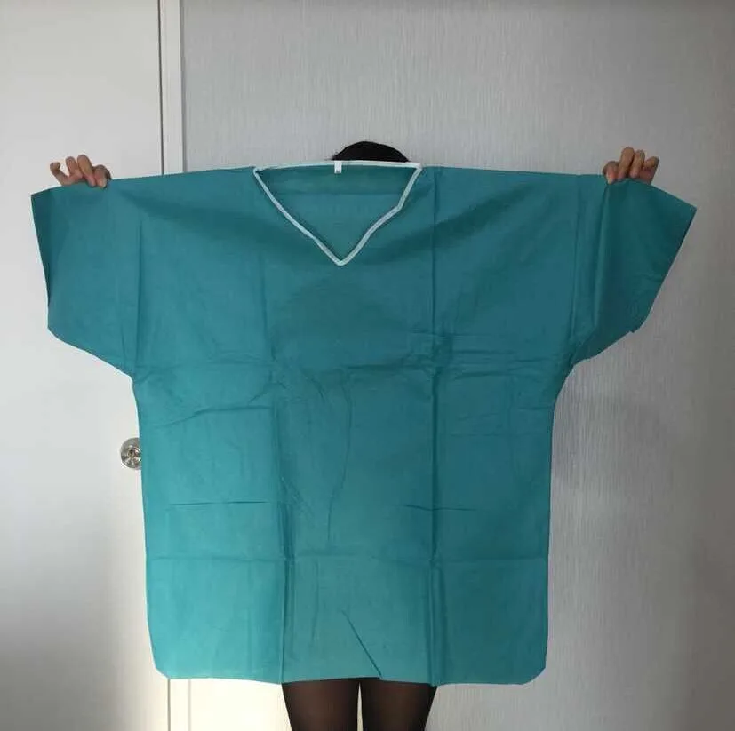 Disposable Uniform Suit SMS Scrub Suit with V-Neck Short Sleeves Hospital doctors Uniform SMS Shirt Navy Blue