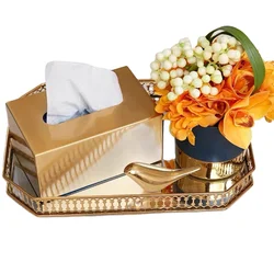Hot selling tissue boxes metal minimalist luxury hotel home decoration Holder Case