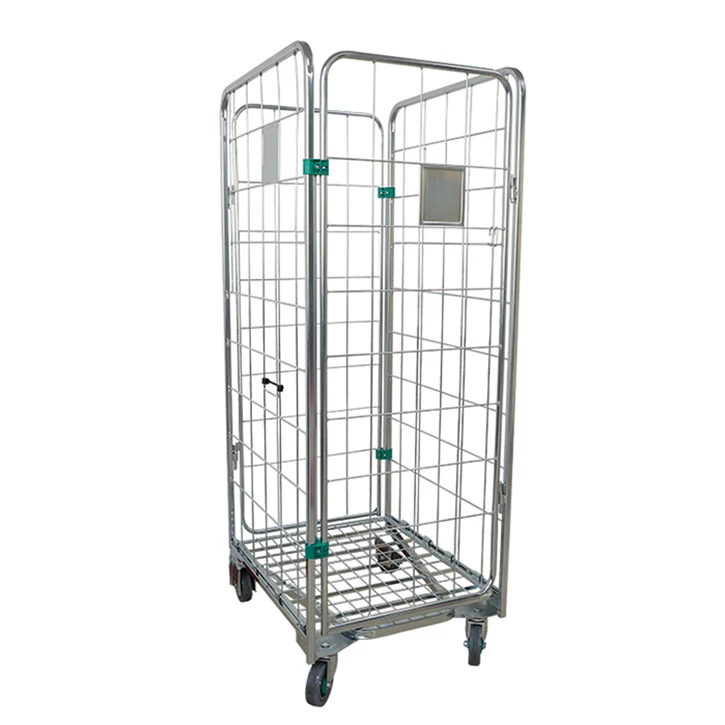 Hot Sale storage industrial transport metal steel welded foldable wire roll container trolley cage