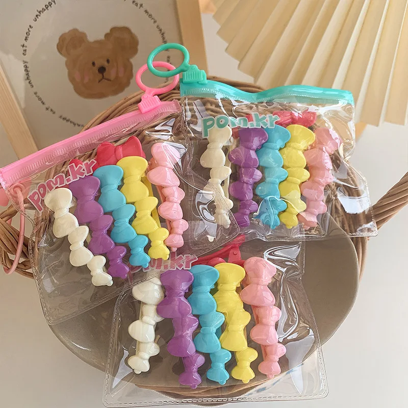 Wholesale Plastic Alligator Hair Sectioning Clips candy color hair bow with elastic band plastic hair bow