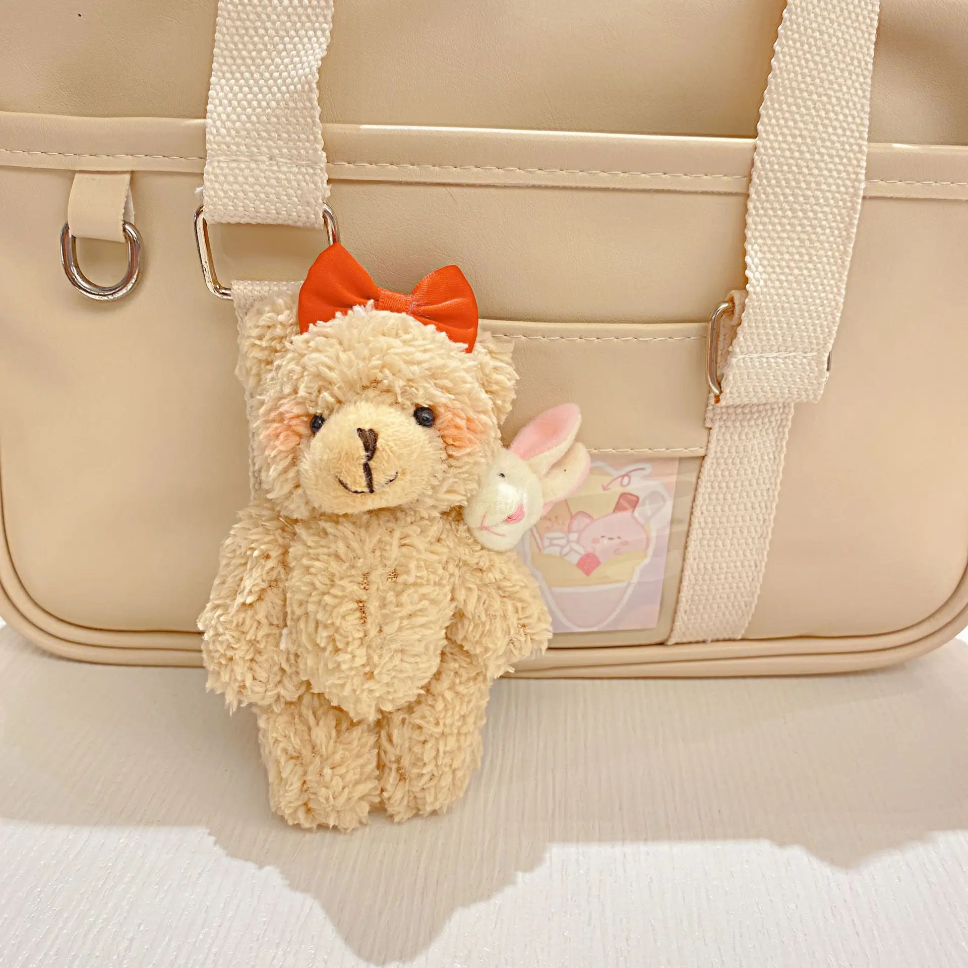 Cute Soft Mini Doll Plush Key Chains Pink Blush Teddy Bear Keychain Small Size Stuffed Bear Plush Toys Bag Charm Doll For Kids