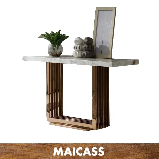 
Shiny Modern Marble Rose Gold Console Table 