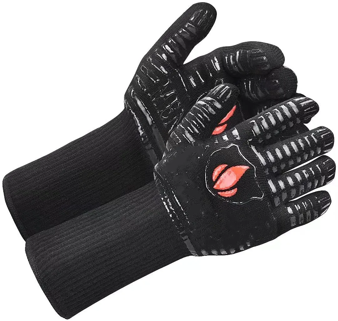 Индивидуальные Арамидные газовые рукавицы для барбекю, высокая термостойкость для гриля, барбекю, приготовления выпечки