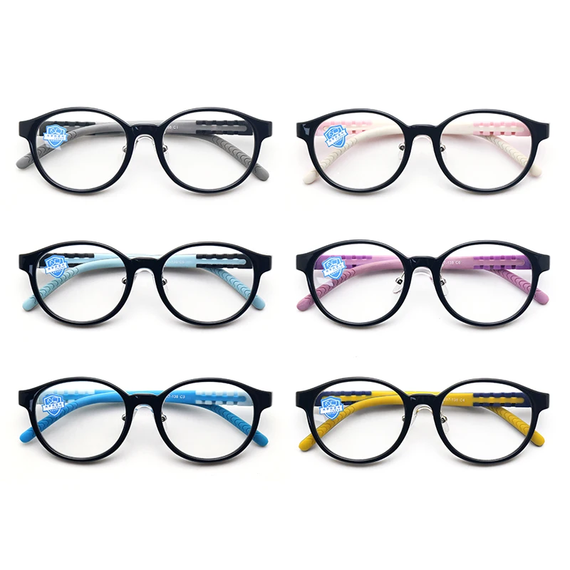 Flexible TR90 Children Optics Eyeglasses Frames Anti Blue Light Glasses for Kids Round Thick  Glasses