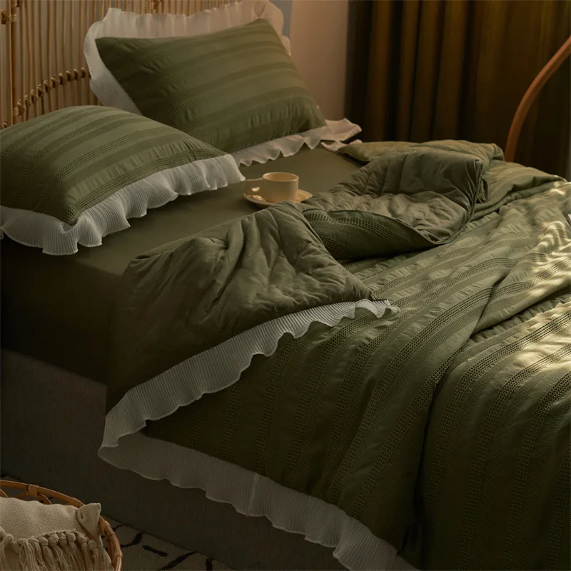 Luxury 100% Tencel Summer Blanket Green Cooling Quilt Muslin Baby Blanket