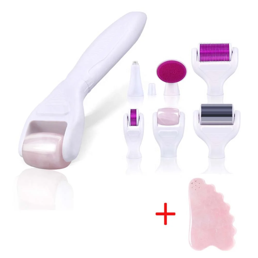 8 In 1 Rose Quartz Jade Roller with Dema Rollers Cooling Ice Roller for Private Label