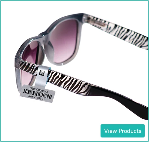 Low MOQ Custom Printed Transparent Perforated Sunglasses Paper Barcode Label