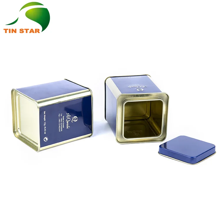 Wholesale square tea tin packaging luxury tin canisters for tea