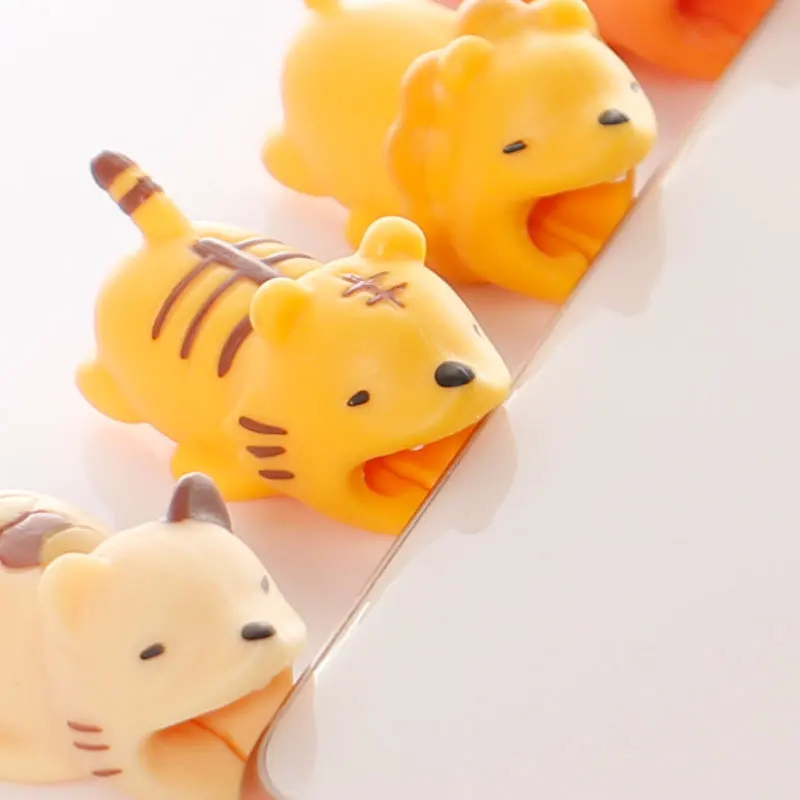 
 Милая мультяшная 3d-защита для кабеля в виде животного, USB-кабели для зарядки, предотвращение разрыва кабеля  
