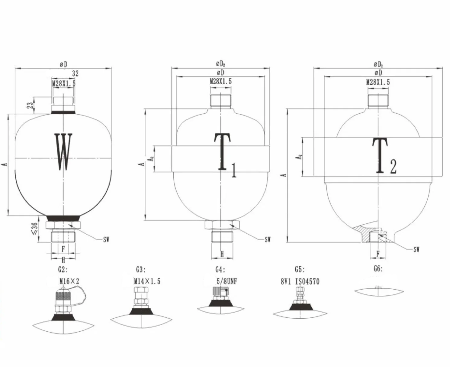 Hydraulic Diaphragm Accumulator 0.16L 0.32L 0.5L 0.75L 1L