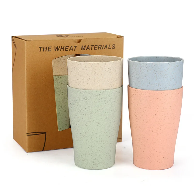 
Eco-Friendly Tumbler Coffee Cups Drinking Baby Stacking Biodegradable Tea Wheat Straw Cup Set 