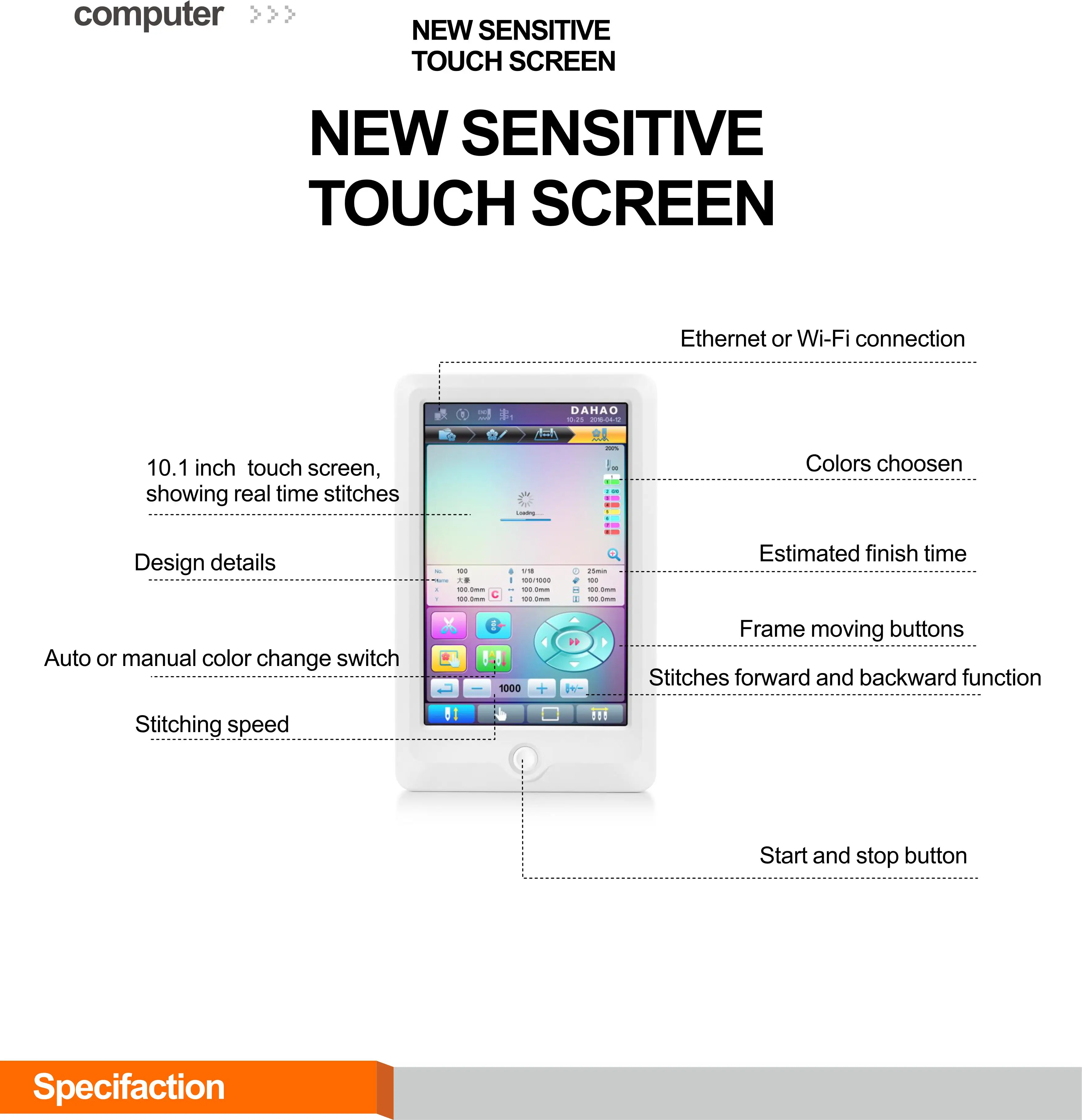 New in 1200RPM  12/15 -Needle T Shirt Logo Computerized  Commercial Embroidery Machine in China