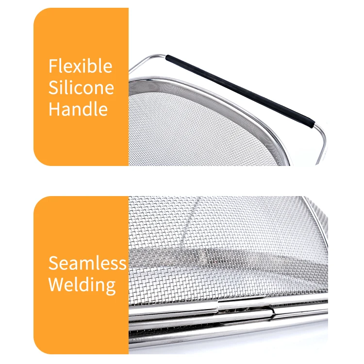 Factory Stainless Steel Over The Sink Mesh  Basket With Silicone Handle for Storage Foods colander mesh strainer