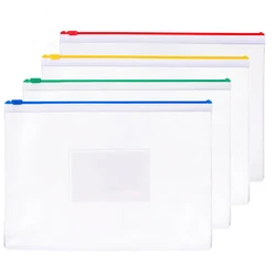 Clear Plastic Envelope Zip Closure Organizer A4