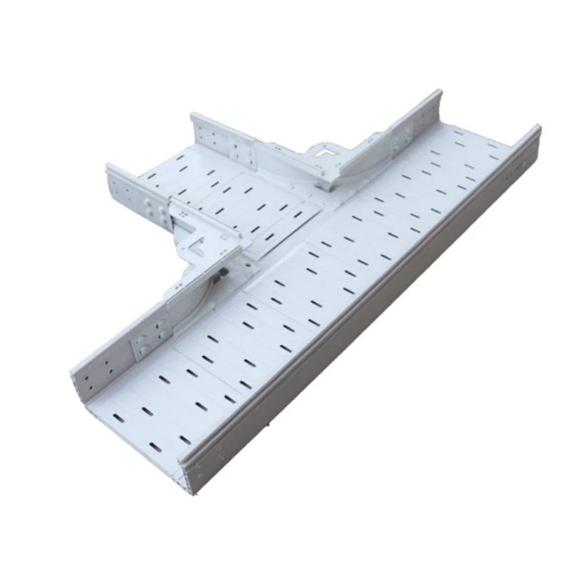 PVC Cable tray with perforated Horizontal tee joint and plastic cable trunking