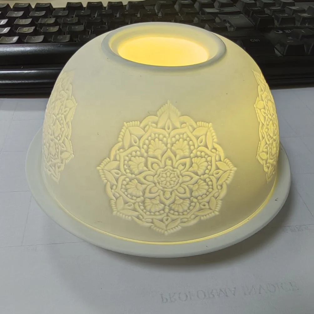 Eco-friendly Ceramic Dome Shape Tea Light Holder Night Lamp Bowl Porcelain Tea Light Holder Creative Dome LED Candle Holder