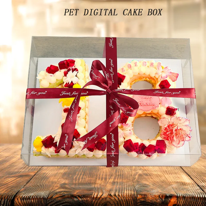 
KCCB NEW cake box wedding birthday party pvc square gift packaging boxes tall transparent pet digital cake box.. 