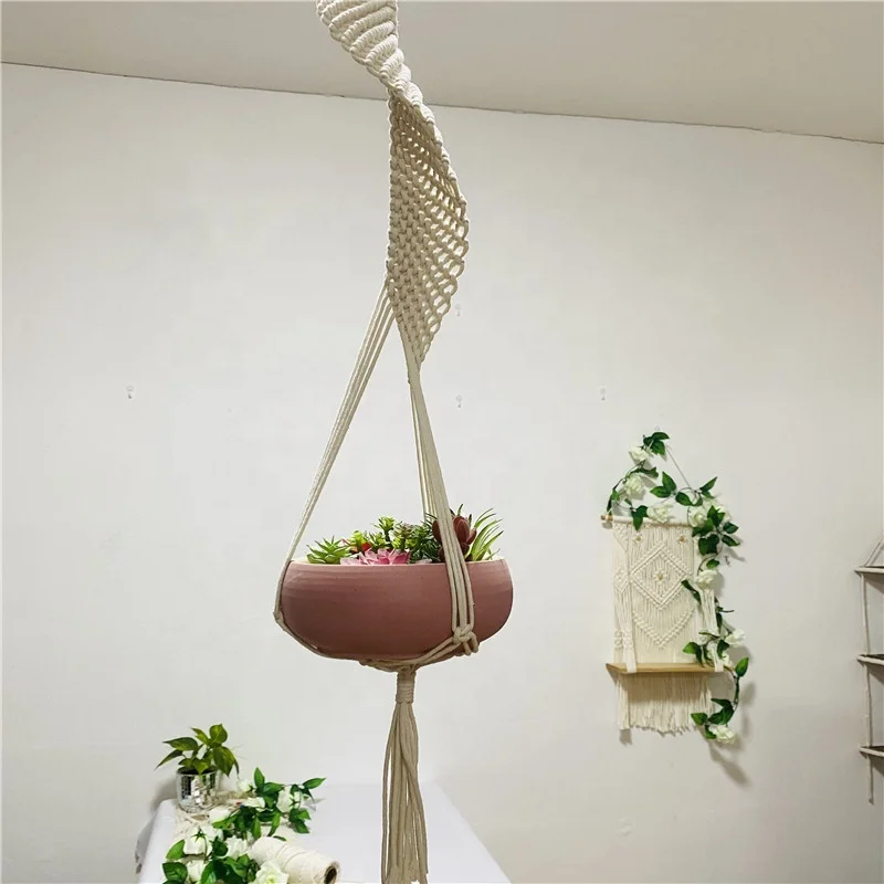 Tightly knitted with high quality material macrame plant hanger cotton Rope Wall Hangings for plant pot