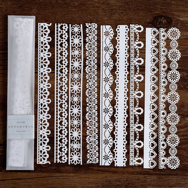 Vintage Scrapbooking Supplies Cutout Lace Scrapbook Paper Assorted Patterns for DIY Aesthetic Stationery Craft Decorative