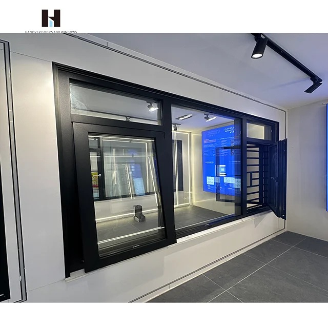 Wholesale Tilt Flip Window High Security Impact Glass Casement Window Double Glazing Aluminum Frame Window   For Balcony