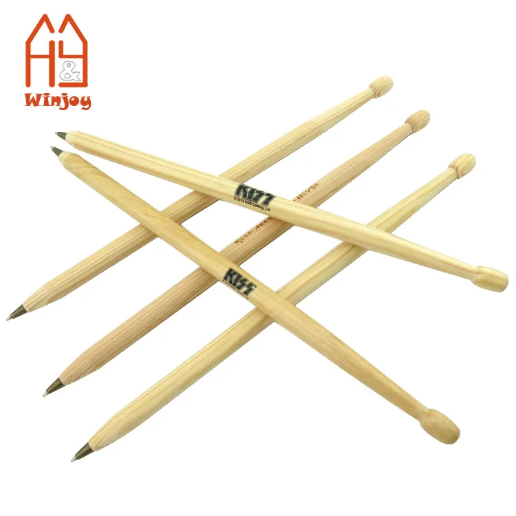 Custom promotional wooden ball pen,drumstick shape ballpoint pen with custom logo printing,black or blue ink.