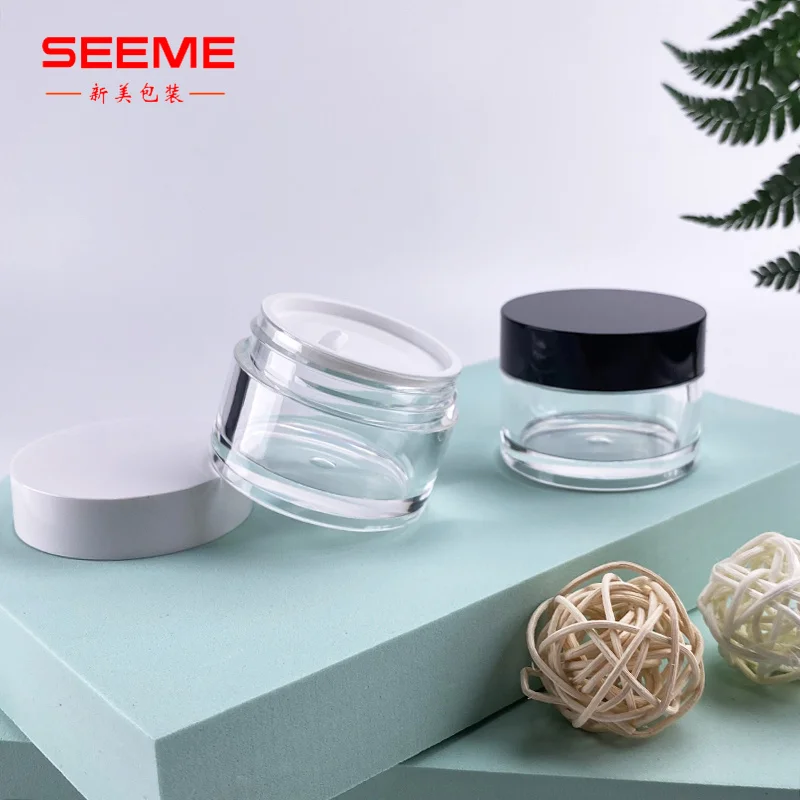 Wholesale 1oz 2oz 4oz 30ml 50ml 60ml 80ml 100ml 120ml empty luxury skin care clear black lid PET plastic cosmetic jar