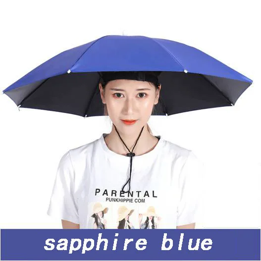 Low MOQ Small Size Head-Mounted Vinyl  Hat Umbrella For Outdoor Adults And Children With Logo Wholesale