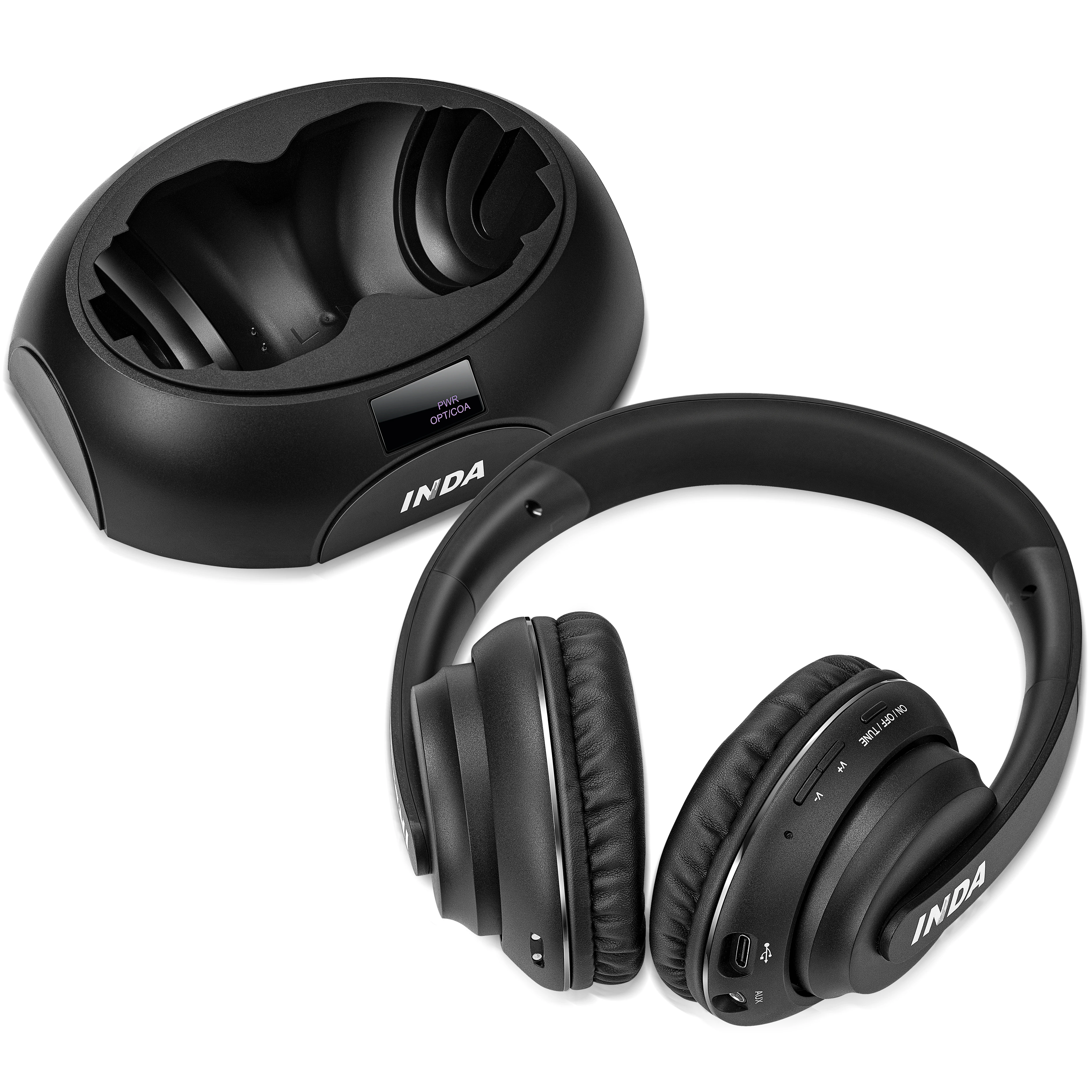 Headphones for TV, wireless stereo headset for TV viewing with charging station INDA YH710