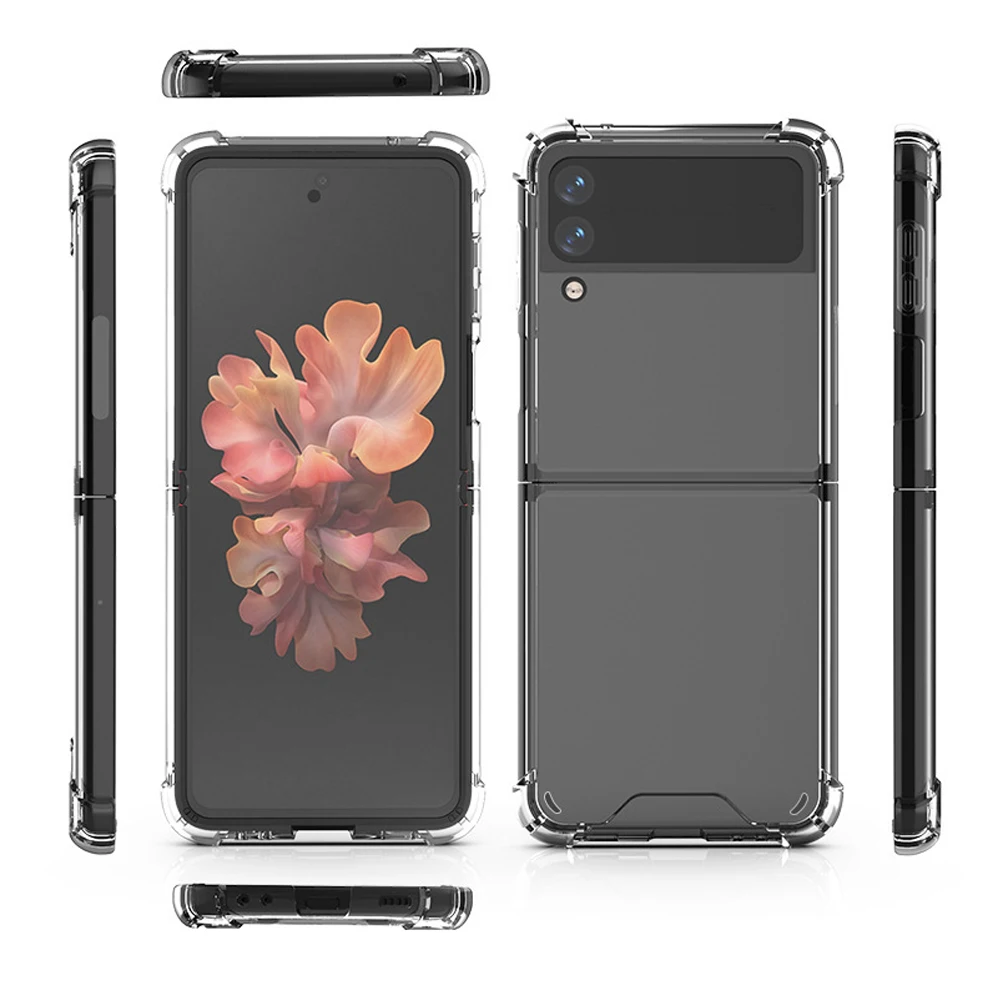 Anti Scratch Transparent Acrylic Phone Cover Soft TPU Mobile Phone Case Accessories For Samsung Galaxy Z Flip 3 1 2