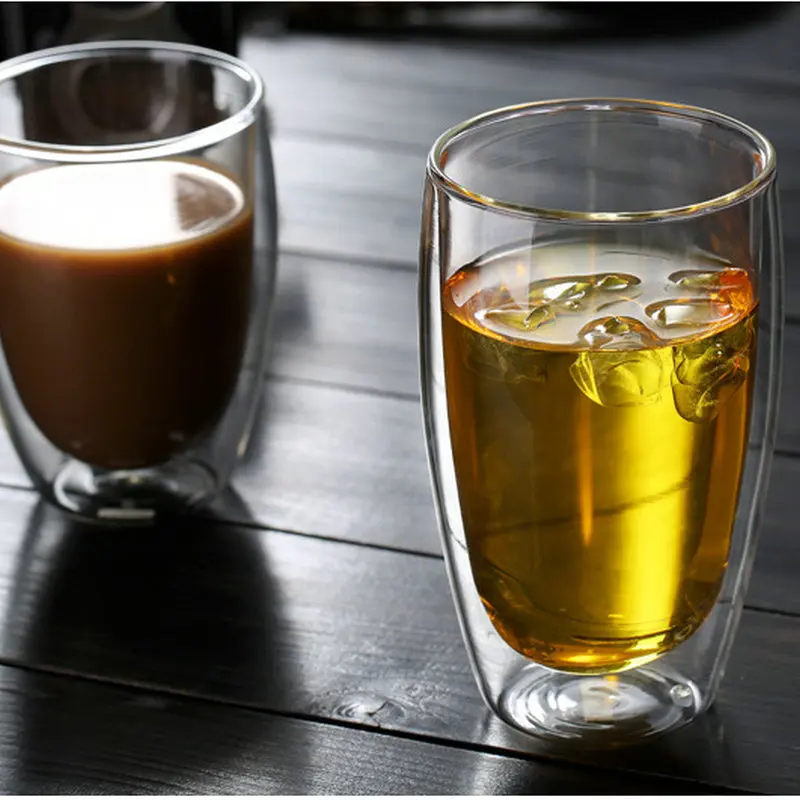 
250ml 350ml 450ml Glass Coffee or Tea Mugs Drinking Glasses Double Wall Thermo Cups for Espresso Latte Cappuccino 