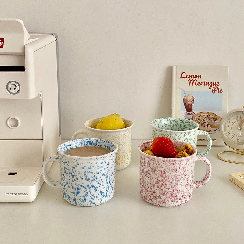 Amazon Hot Sell Reusable Korean Mug Spotted Ceramic Coffee Cups And Mugs Promotional Speckled Mug